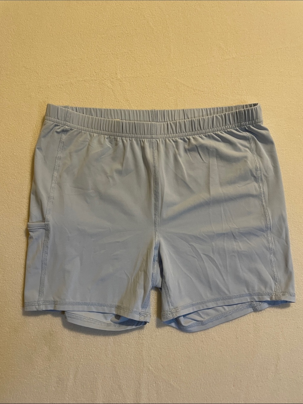 Light Blue Athletic Stretch Shorts with Pocket